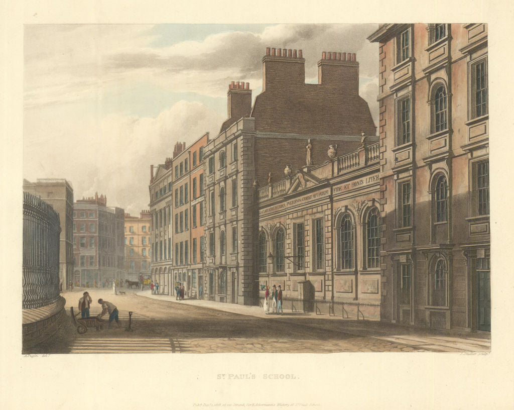St. Paul’s School, Pasternoster Square, London. Ackermann's schools 1816 print